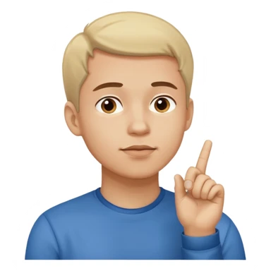 man looking up to the top right, index finger touching his chin, thinking pose
 sticker