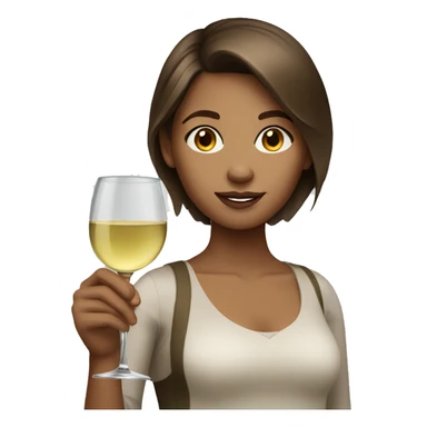Brown hair girl with white wine sticker
