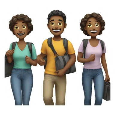 friends going on walks with bags in hand  sticker