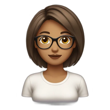 Girl with glasses straight brown mid-short hair sticker