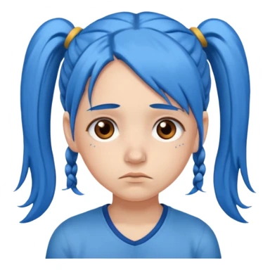 long blue hair girl in pig tails with brown eyes upset sticker