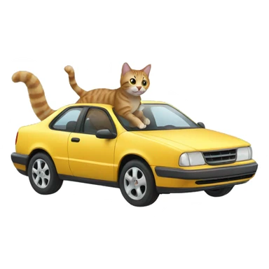 Car flying with a cat sticker