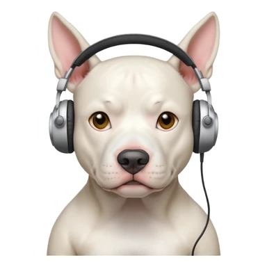 white pitbull with headphones sticker