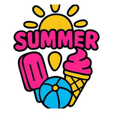 red summer, vibrant, energetic, warm weather, fun, minimal background sticker