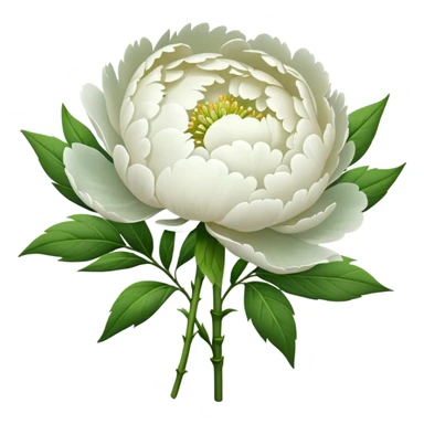 bouquet white Peony, luxuriant, stem, leaf, bud sticker