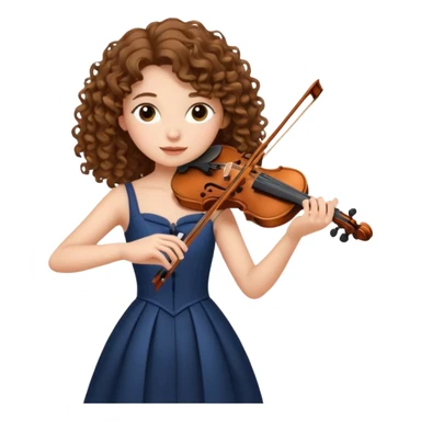 girl with curly brown long hair playing violin sticker