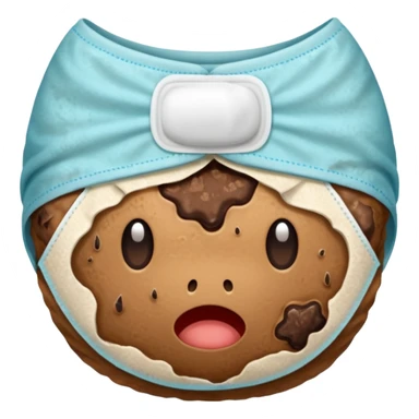 diaper stained with brown smelly poop, clear and simple sticker