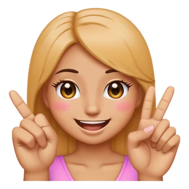 Girly emoji with eyelashes smiling with eyes closed and holding up the middle finger sticker