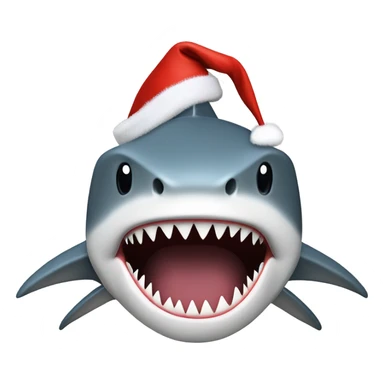Shark wearing a Santa Claus hat ￼ sticker