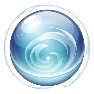 A crystal orb with swirling mist inside and subtle reflections sticker