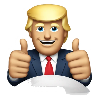 Donald Trump showing thumbs up sticker