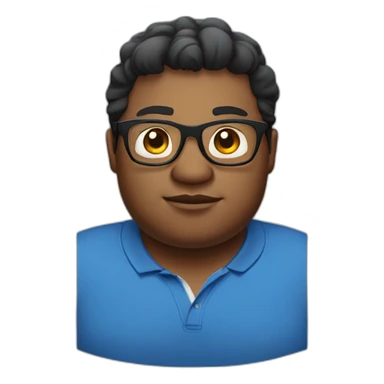 Black short hair fatty Man with polo-shirt and glasses sticker