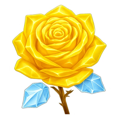 Make the rose made of ice yellow in the style of emoji, keeping the emoji style look and no background. sticker