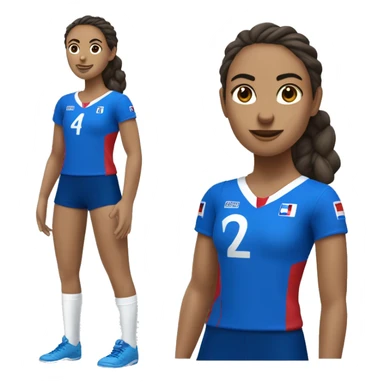jugadora de voley con vestimenta azul francia morocha y camiseta numero 4 sticker
