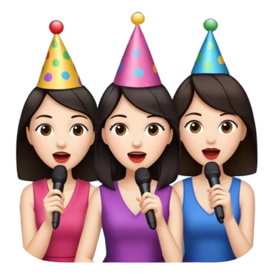 3 amigas en un karaoke cantando todas blancas de piel y con pelo moreno sticker