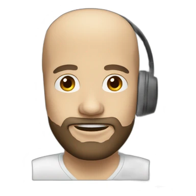 bald man with beard with headset sticker