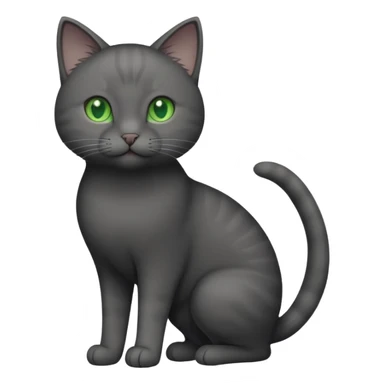 full body solid dark grey cat with green eyes and white paws and white whiskers sticker