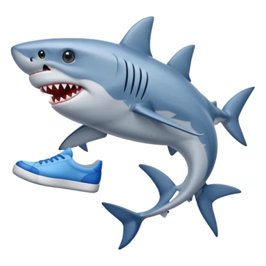 Shark with 4 legs and blue shoes on each sticker