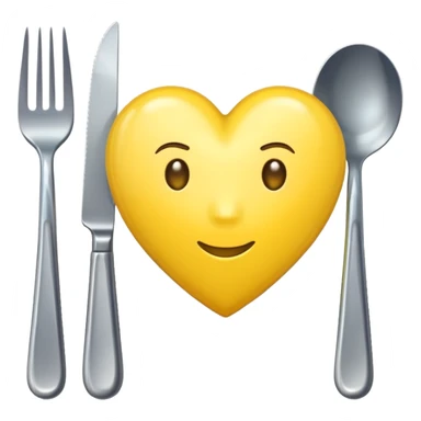 yellow heart with a fork and knife sticker