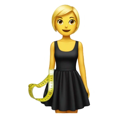 a black dress and a measuring tape  sticker