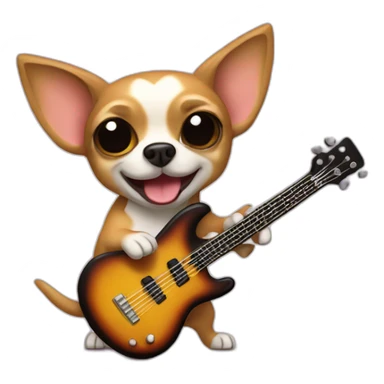 Chihuahua playing basse guitar sticker