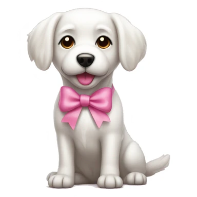 white dog with pink bow  sticker