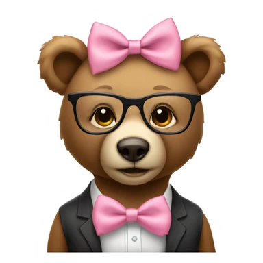 cute female bear with glasses and pink bow tie sticker