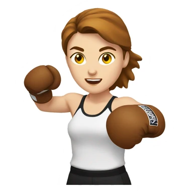 White woman boxer with brown hair throwing punch sticker