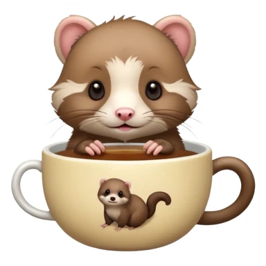 brown ferret in a cup of tea  sticker