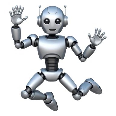 silver robot jumping sticker