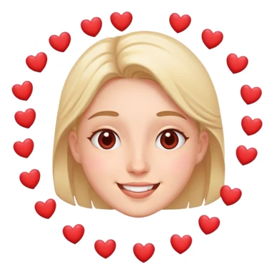 Happy with hearts around face sticker