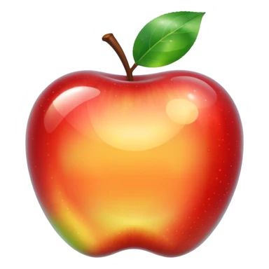 transparent clear apple, shiny and translucent glass style sticker