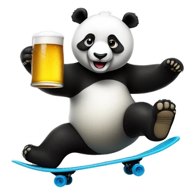 Panda doing a kickflip drinking a beer sticker