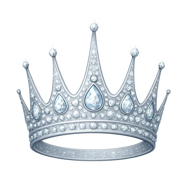 Increase the height and add more sparkle to the silver bubble crown, show only the crown (not on a head), keep it elegant and detailed, in the style of apple emojis. sticker