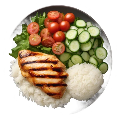 Grilled chicken, rice, salad  sticker
