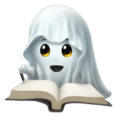 a cute little ghost writing a journal sticker