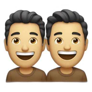 Two guys laughing at a crowd sticker