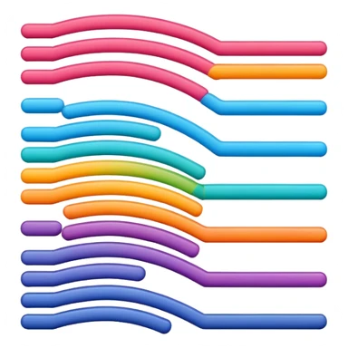 Horizontal multiple little bars merging into one big bar of data. sticker