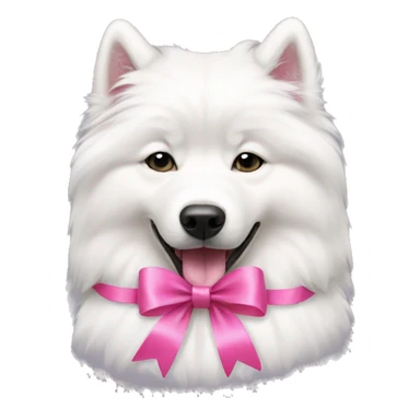 Samoyed with two pink ribbon in her ear  sticker