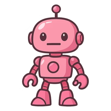 flat toon style shiny pink robot sticker