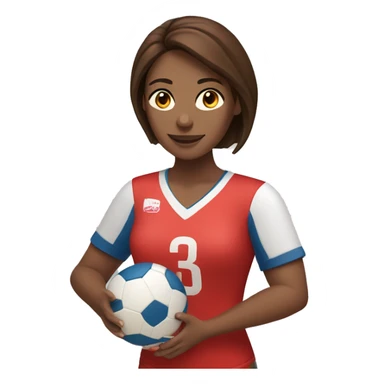 Woman with red jersey and brown hair holding a volleyball in her hands sticker
