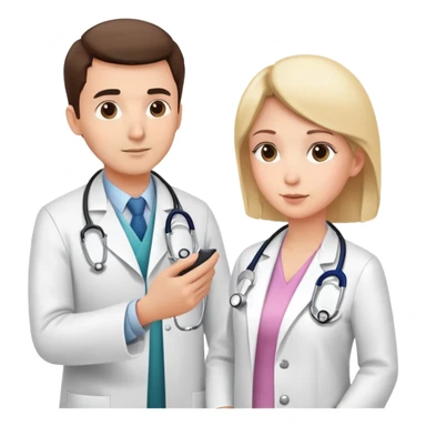 Doctor in white coat examining patient with stethoscope during cancer screening, medical checkup in clinic sticker