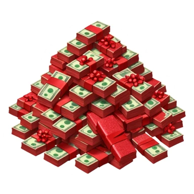 red glitter money sticker