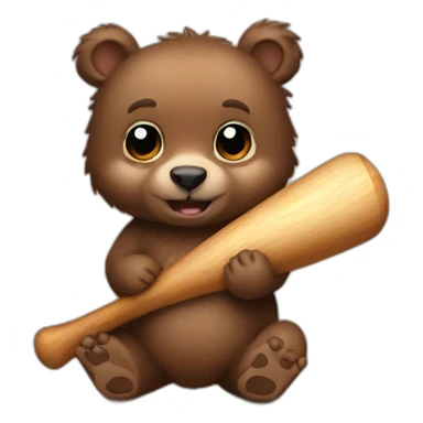 baby Grizzly holding a bat sticker
