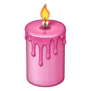 A drawing of a flaming pink candle that could be used at a romantic dinner table. The camera should be isometric at an ultra-high angle. sticker