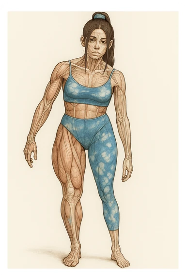 Anatomical style inspired by the photo: one leg much smaller and thinner than the other, highlighting the difference between the two legs, anatomical style, variant 4. sticker