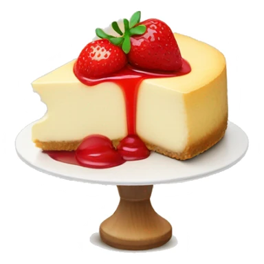 cheesecake with strawberry topping with a cherry on top sticker