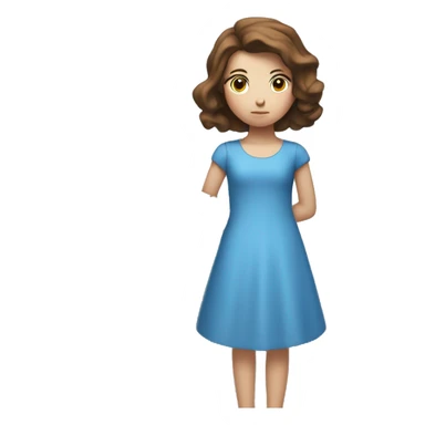 A girl with white skin and brown hair and a blue dress is memorizing the codes of a computer, the codes are in a cloud above her head. sticker