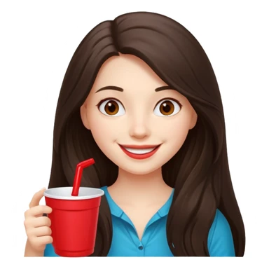 white happy long haired brunette girl with red solo cup sticker