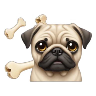 Pug and bone sticker